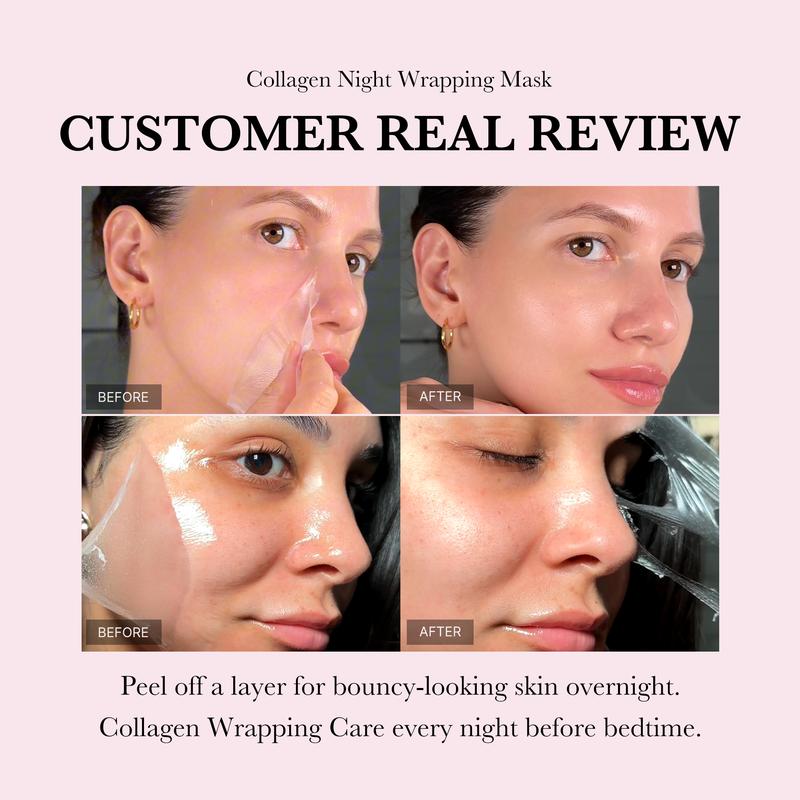 Collagen Night Wrapping Mask - Elasticity & Hydration Care, Reduces Sagging & Dullness - Hydrolyzed Collagen For Glowing Skin