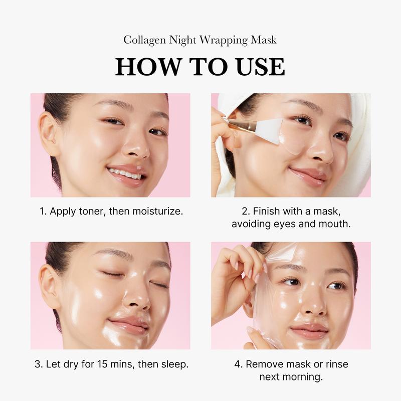 Collagen Night Wrapping Mask - Elasticity & Hydration Care, Reduces Sagging & Dullness - Hydrolyzed Collagen For Glowing Skin